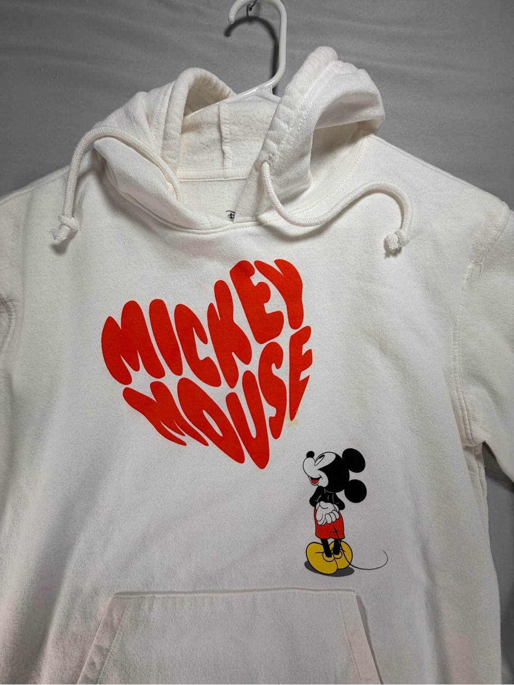 Disney Mickey Mouse Heart Graphic White Hoodie Sweatshirt Womens Size Large L - Picture 3 of 8